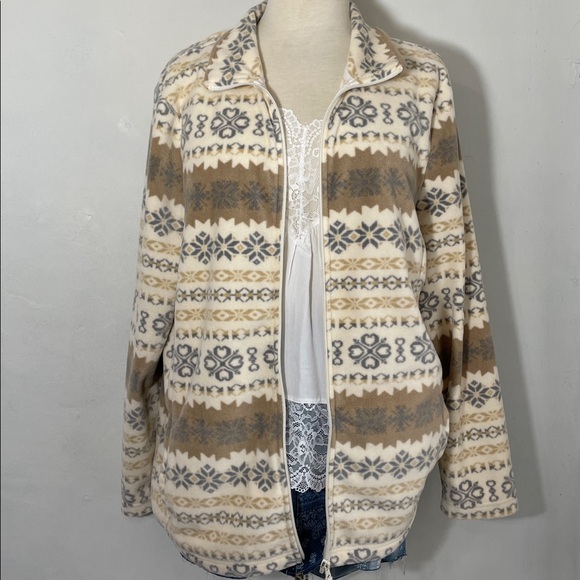 Basic Editions Tops - Basic Editions Fair-isle Patterned Fleece Shirt Jacket XL